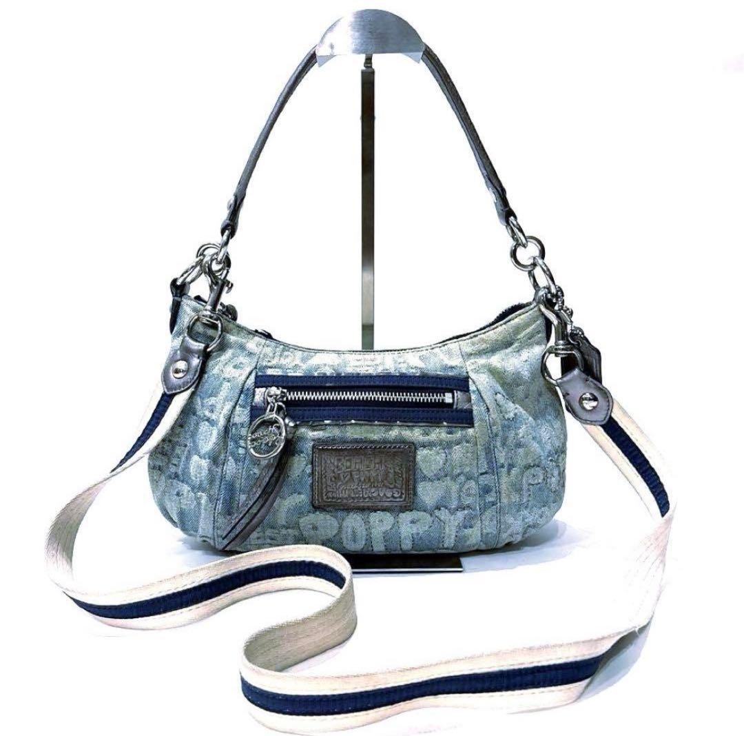 COACH コーチ ポピー デニム ワンショルダー ポーチ 肩掛け 2WAY
