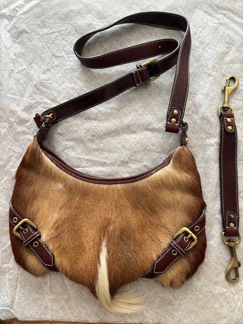 2WAY ショルダーバッグ ハラコ 本革 個性派 レザー