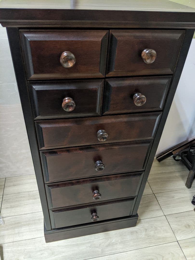 民芸調 スリム チェスト 縦長箪笥 整理タンス 収納 和家具 和モダン ６段