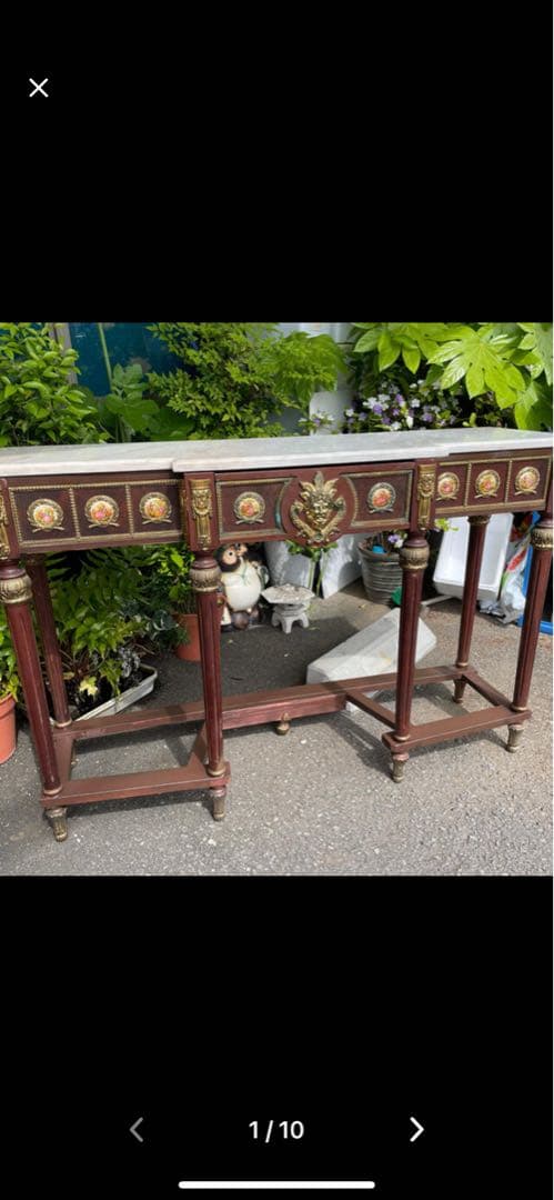 半額以下 スペイン製 大理石テーブル 木製テーブル 大理石天板