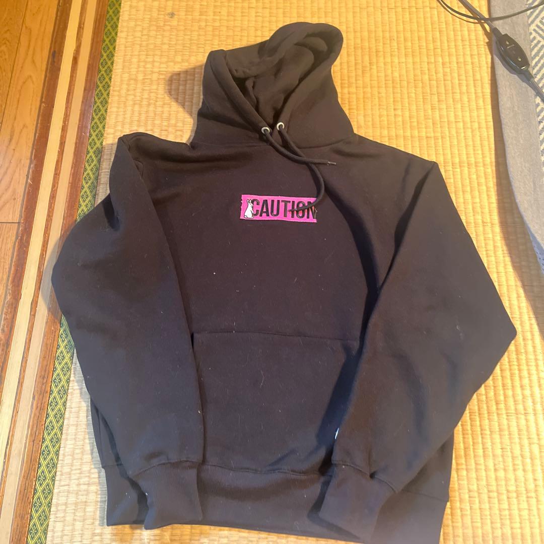 FR2 パーカー　M 美品　Caution 黒