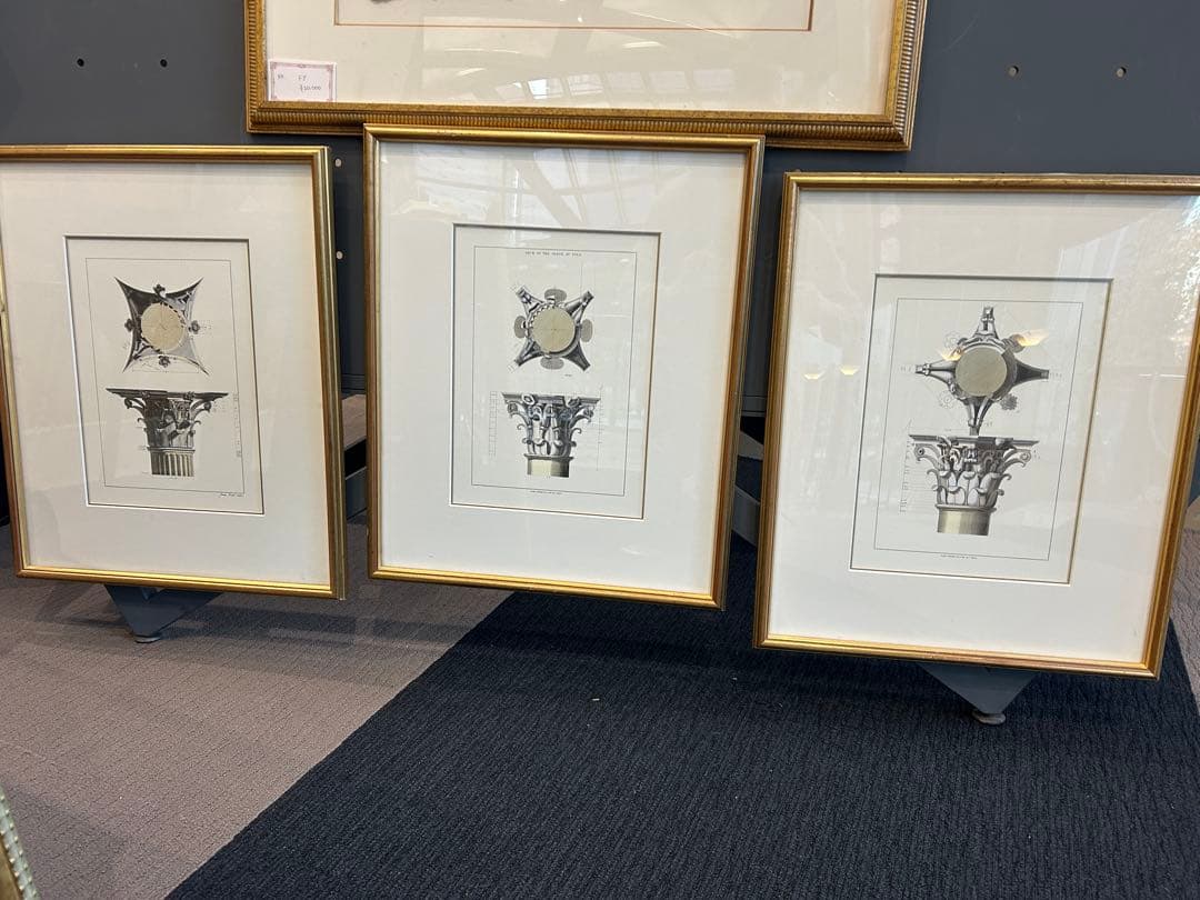 古典的な柱のデザイン版画3点セット