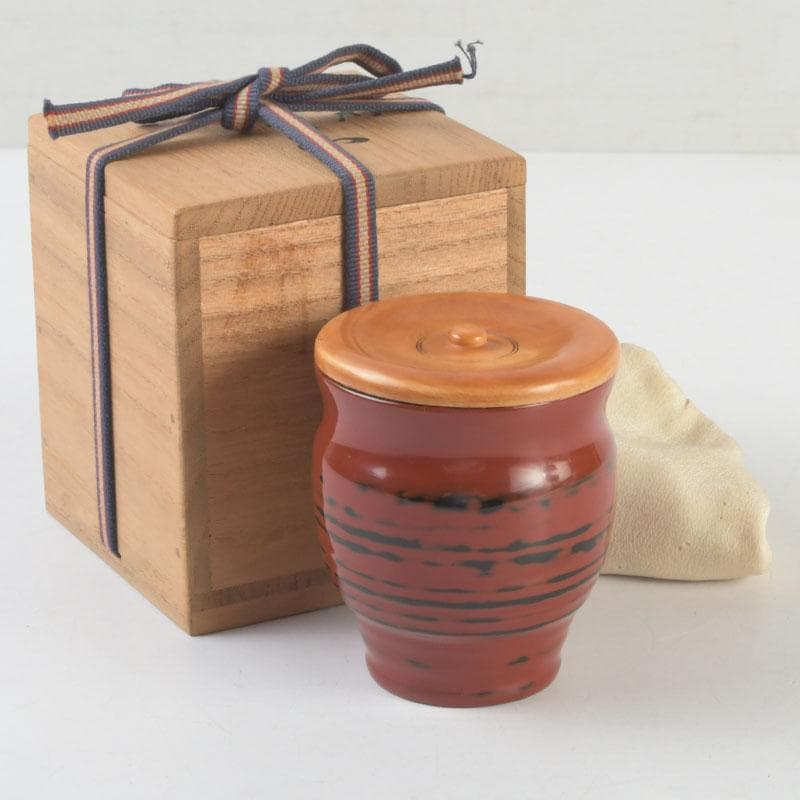 茶道具　根来塗　磯矢阿伎良　茶器　仕覆付　共箱　V　9302