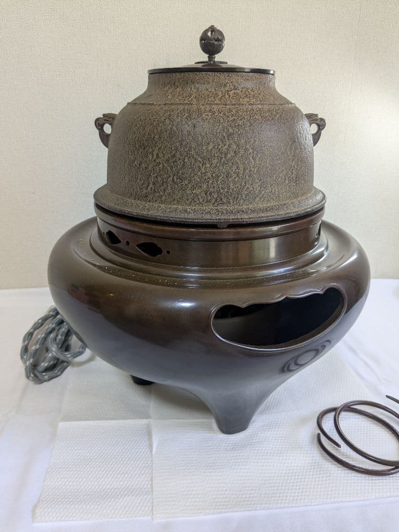 茶道具 野々田商店 電気風炉釜 政光 茶釜 共箱付き