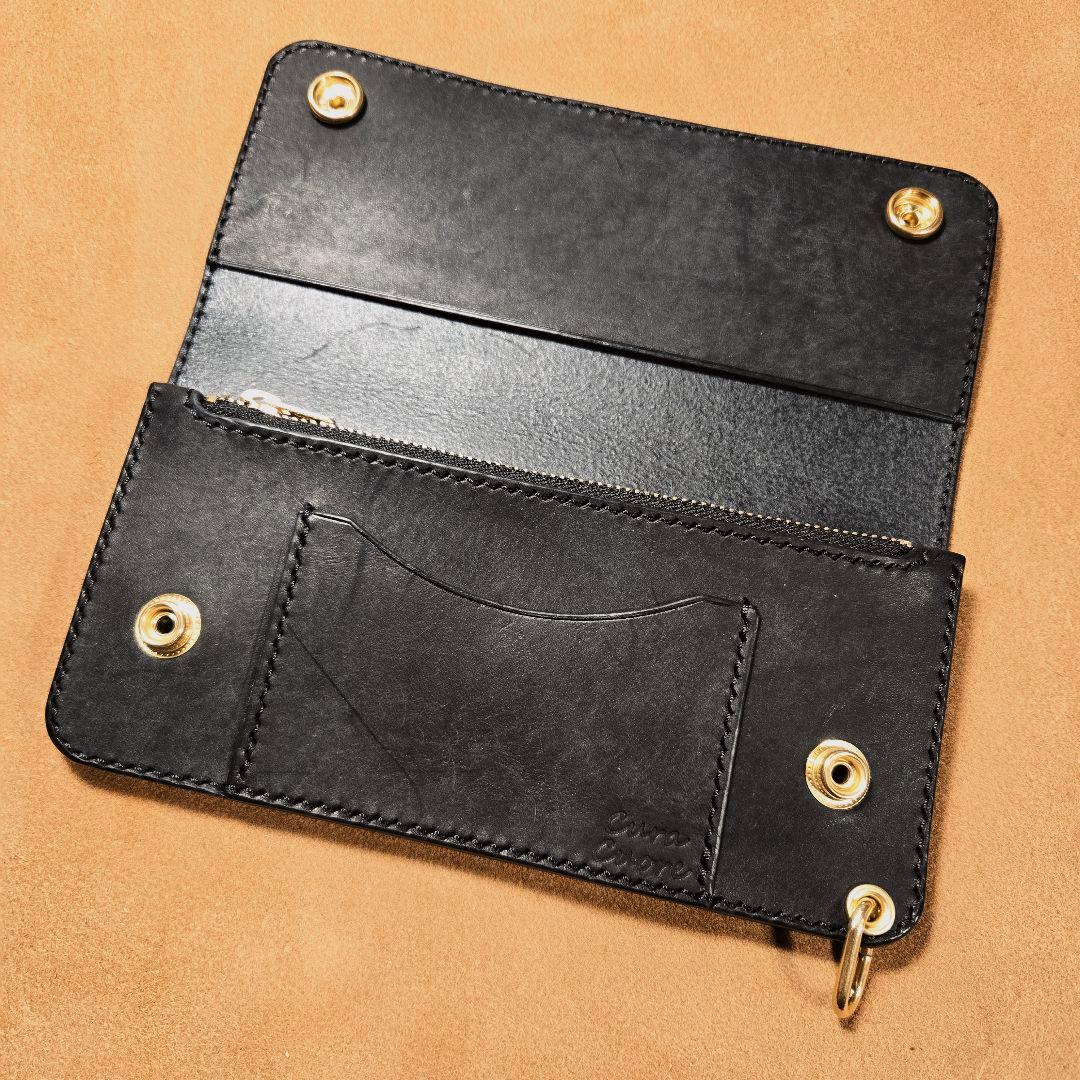246ロング　トラッカーウォレット イタリアンレザーMARGOT【ブラック】