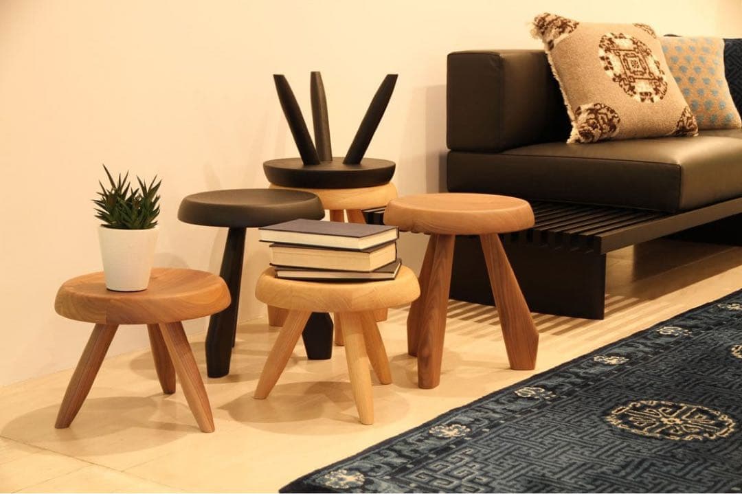 【美品】カッシーナ　ベルジェ スツール　オーク材ナチュラル