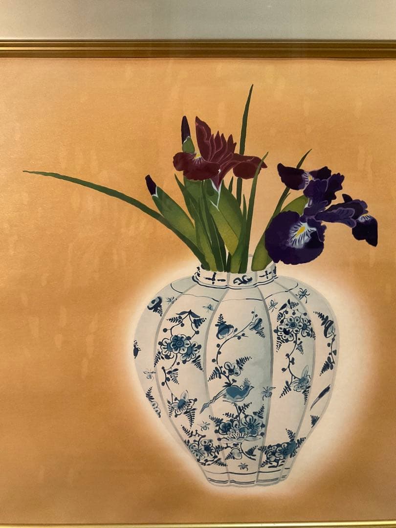 小倉遊亀　「洋壺」　木版画　刷り込みサイン・落款・作品証明シール有り