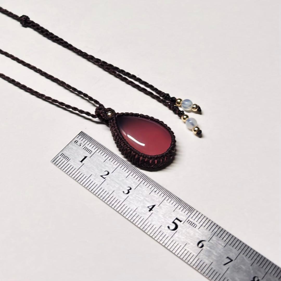 #2257 ⑥♡瑪瑙&オパライト天然石♡マクラメネックレス　ペンダント