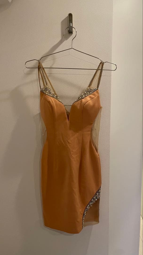 オレンジ Vネック ナイトドレス