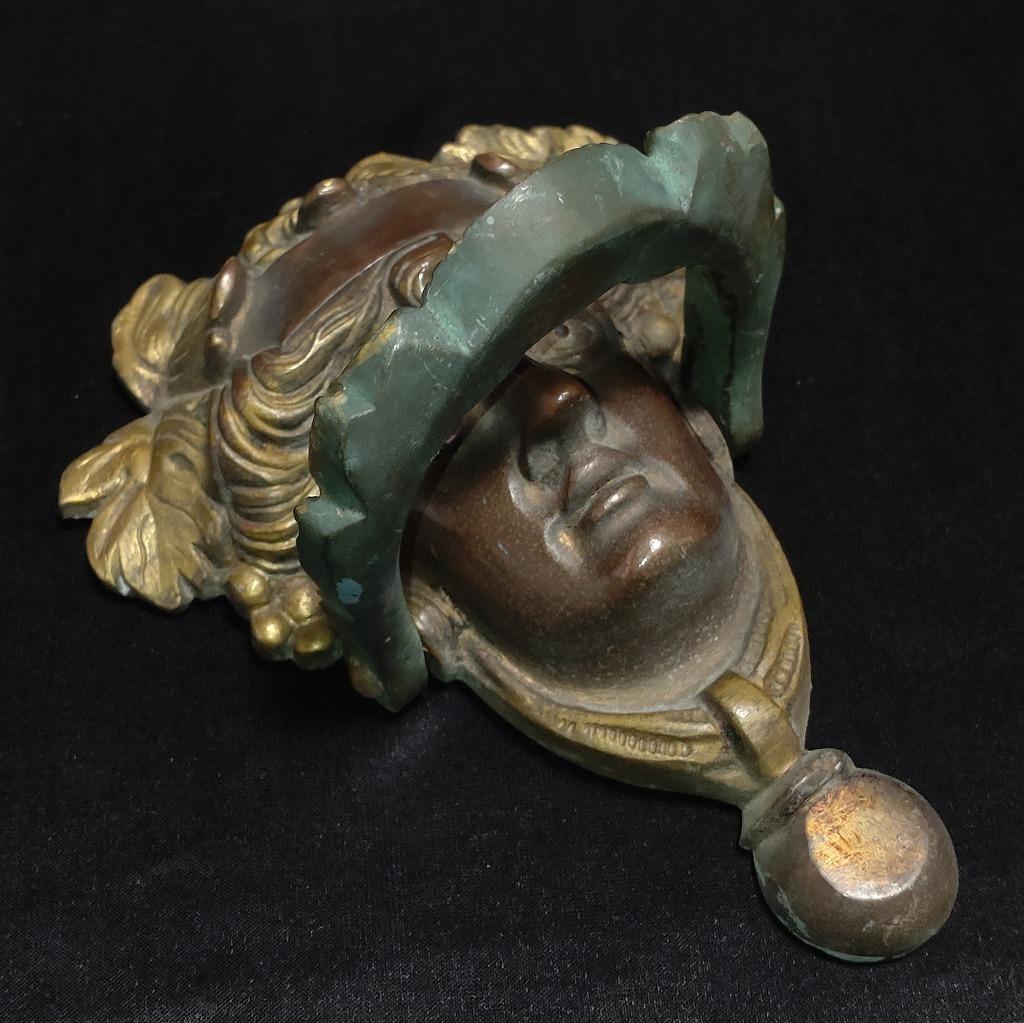 ドアノッカー 真鍮製 洋館 レトロ アンティ―ク 全長約17cm 【5050】