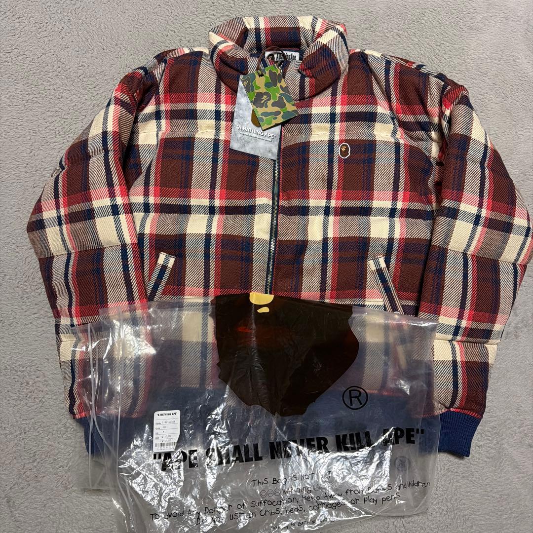 A BATHING APE BAPE ラブジェネチェック　ダウンジャケット　M