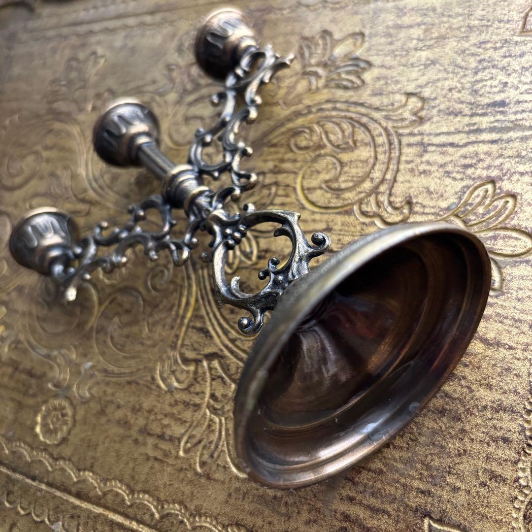 【イギリス】ヴィンテージ キャンドルホルダー ブロンズ ゴールド3灯 ブラス