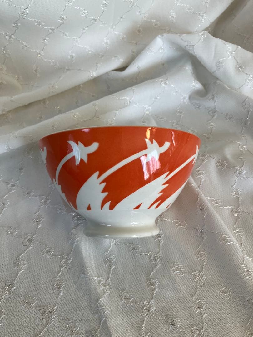《美品》フランス　アンティーク　オレンジと白のカフェオレボウル　ニーデルヴィレー