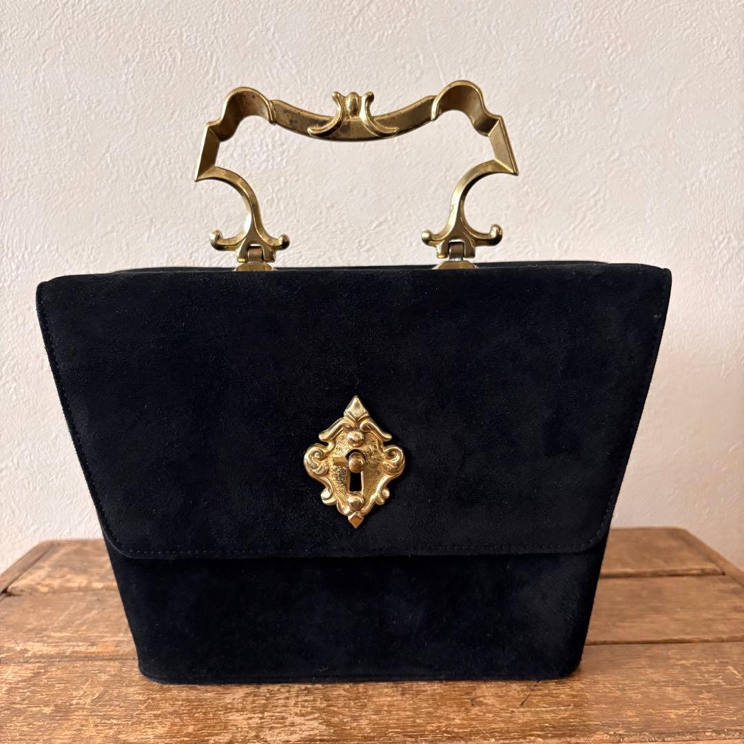 希少　モスキーノ　ヴィンテージ　マットゴールド金具　バッグ　バニティ　ポーチ