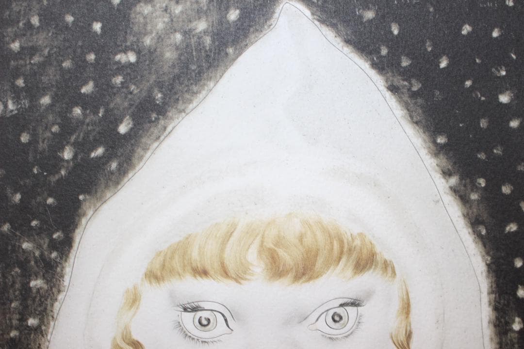 藤田嗣治 エスタンプリトグラフ「白い頭巾の少女」販売証明書付き 7/75