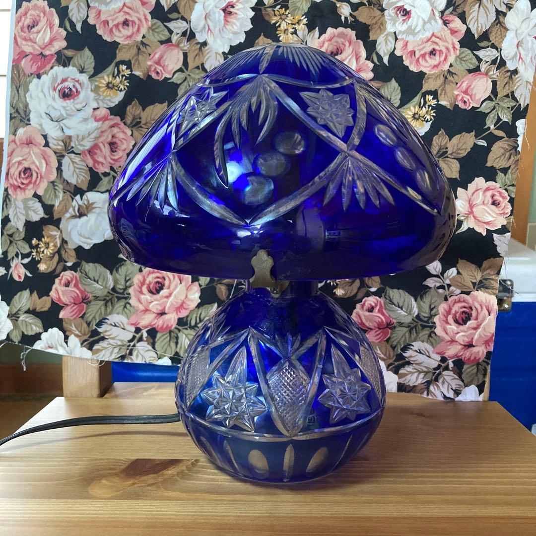コバルトブルー カットガラスランプ