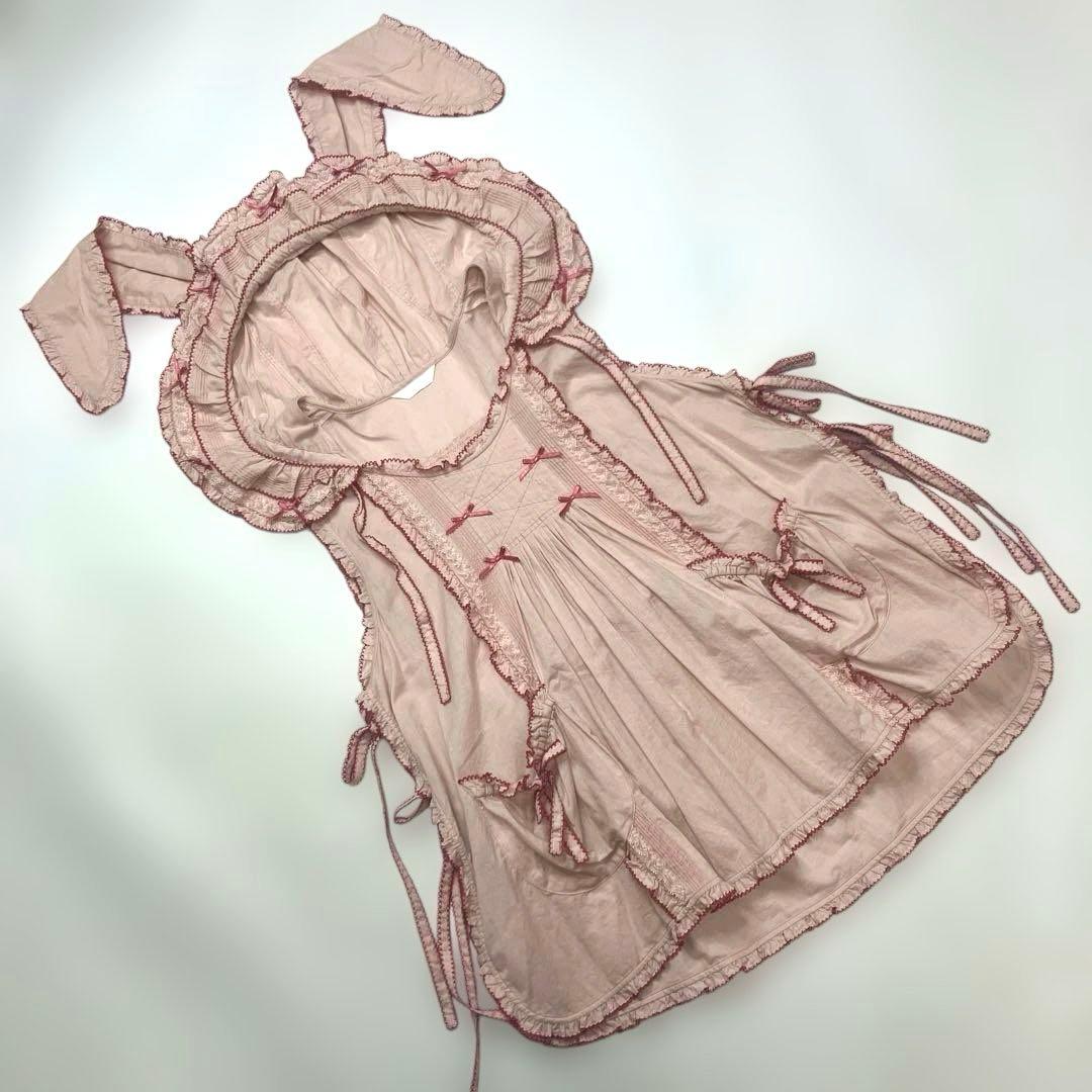 【美品】ピンクハウス ピンク うさ耳付き タブリエ/2025年 名古屋高島屋限定