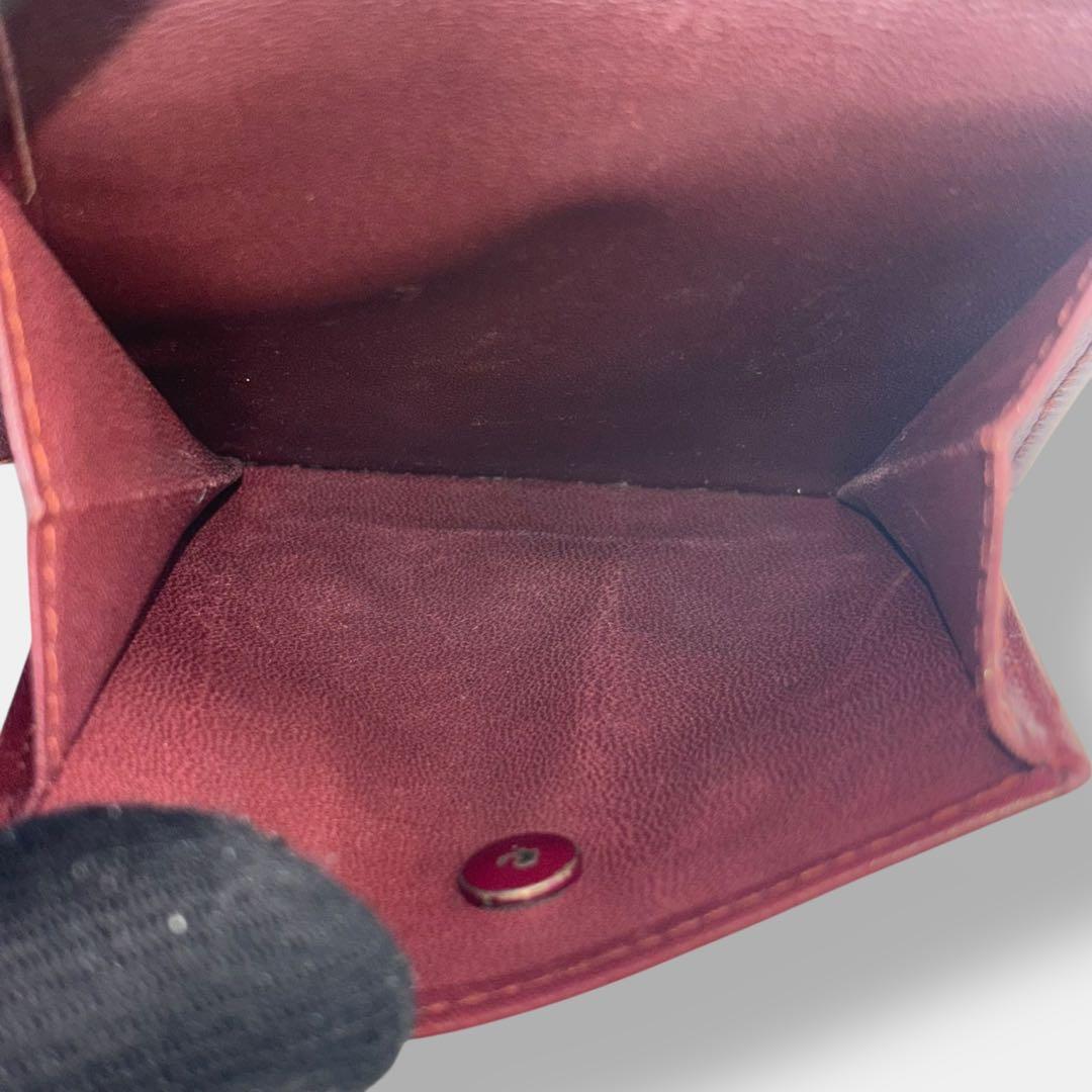 美品 付属品完備 カルティエ 二つ折り財布 マストライン レザー ボルドー 貴重