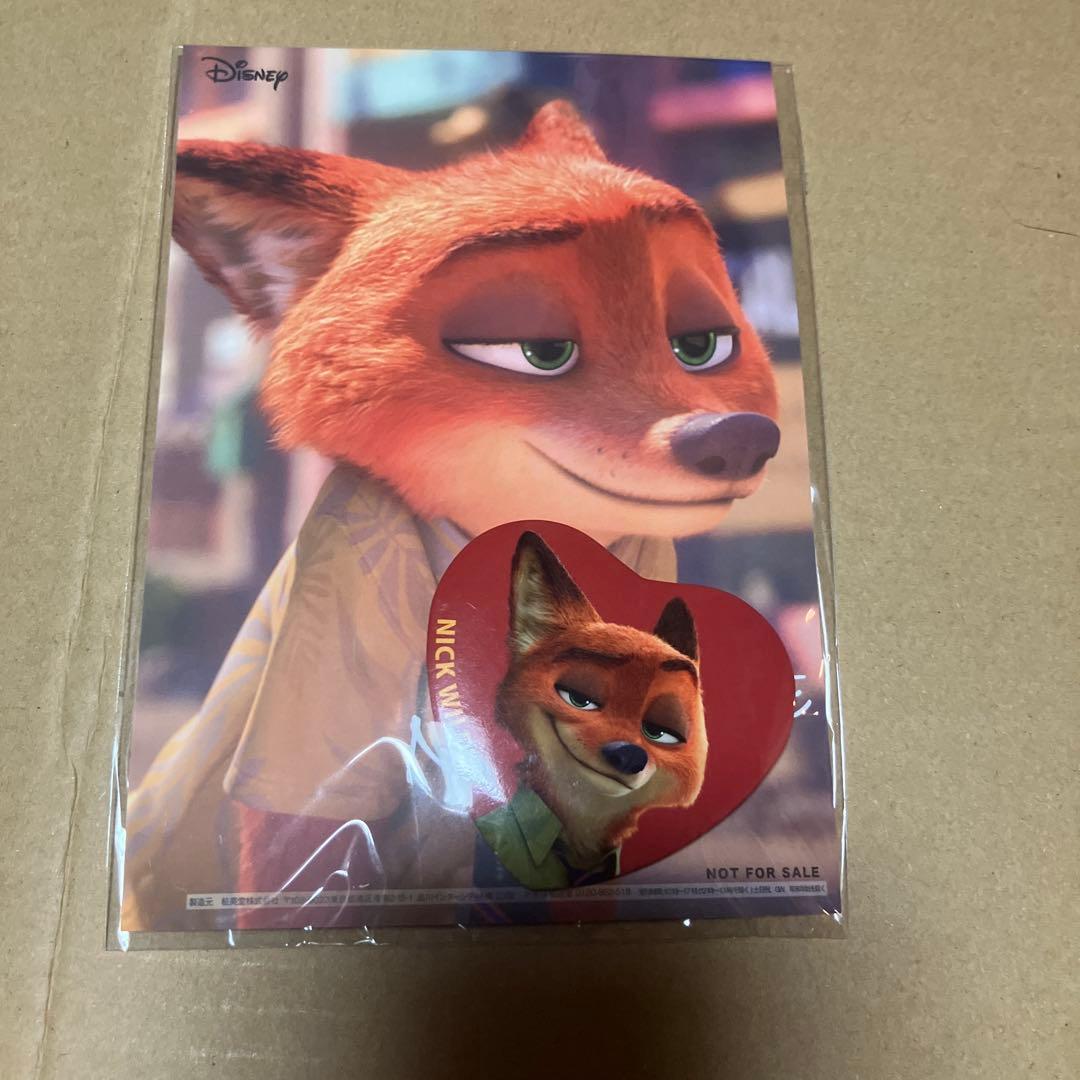 ズートピア ニック 缶バッジ&ポストカード　キディランド　特典