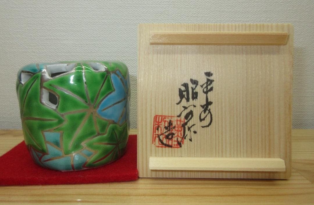 送料込【逢絢亭・新品】茶道具 蓋置 京焼 青楓蓋置 平安昭阿弥 共箱入り