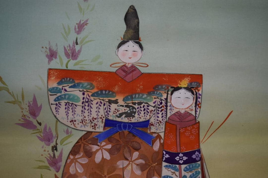 真作/信雄/立雛図/布袋屋掛軸HH-162