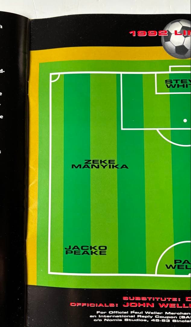 PAUL WELLER WORLD TOUR マッチデイプログラム92年