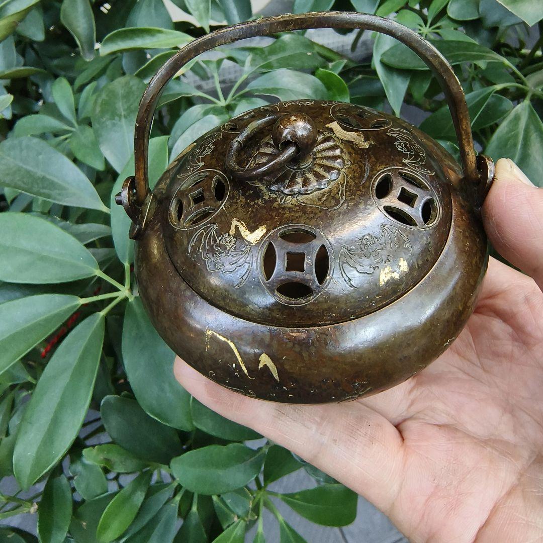銅器 空気清浄暖手香炉 薫香 香道 盤香炉 装飾品 工芸品 美術品