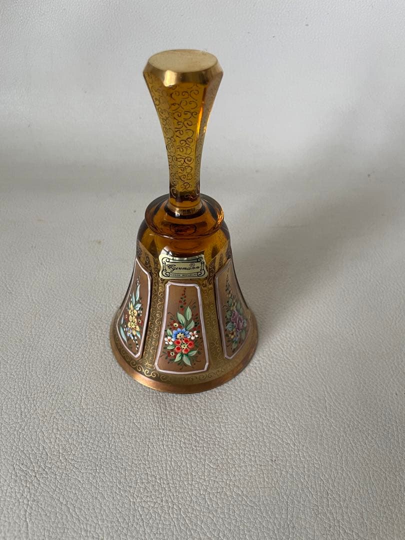 エーゲルマン ハンドベル 呼び鈴 チェコ共和国 製 ボヘミアガラス アンバー