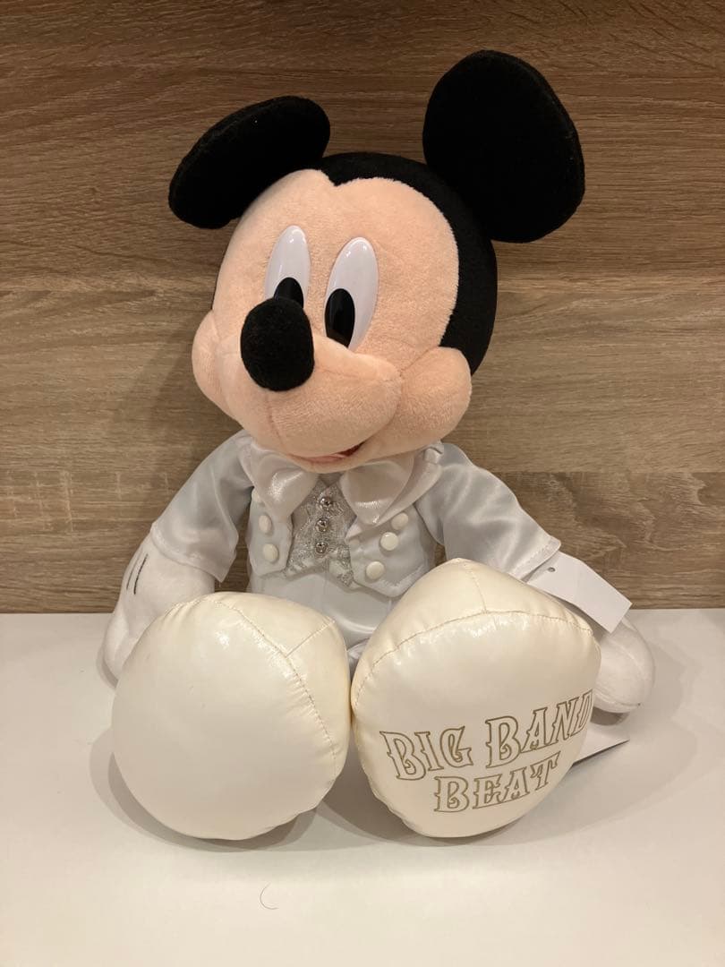 タグ付き ビックバンドビート ミッキー ぬいぐるみ 白タキ