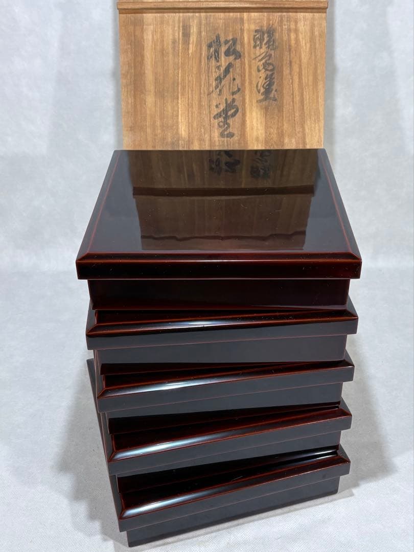 ②輪島塗　光栄堂作　松花堂　五客　美品　共箱　茶道　懐石　送料込