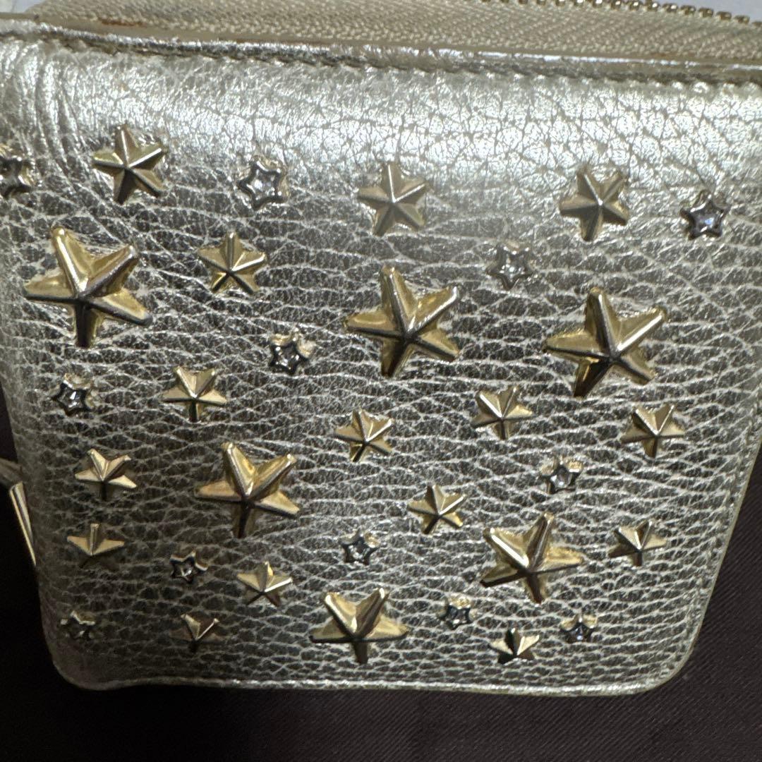 jimmy choo 財布　スタッズ　ゴールド