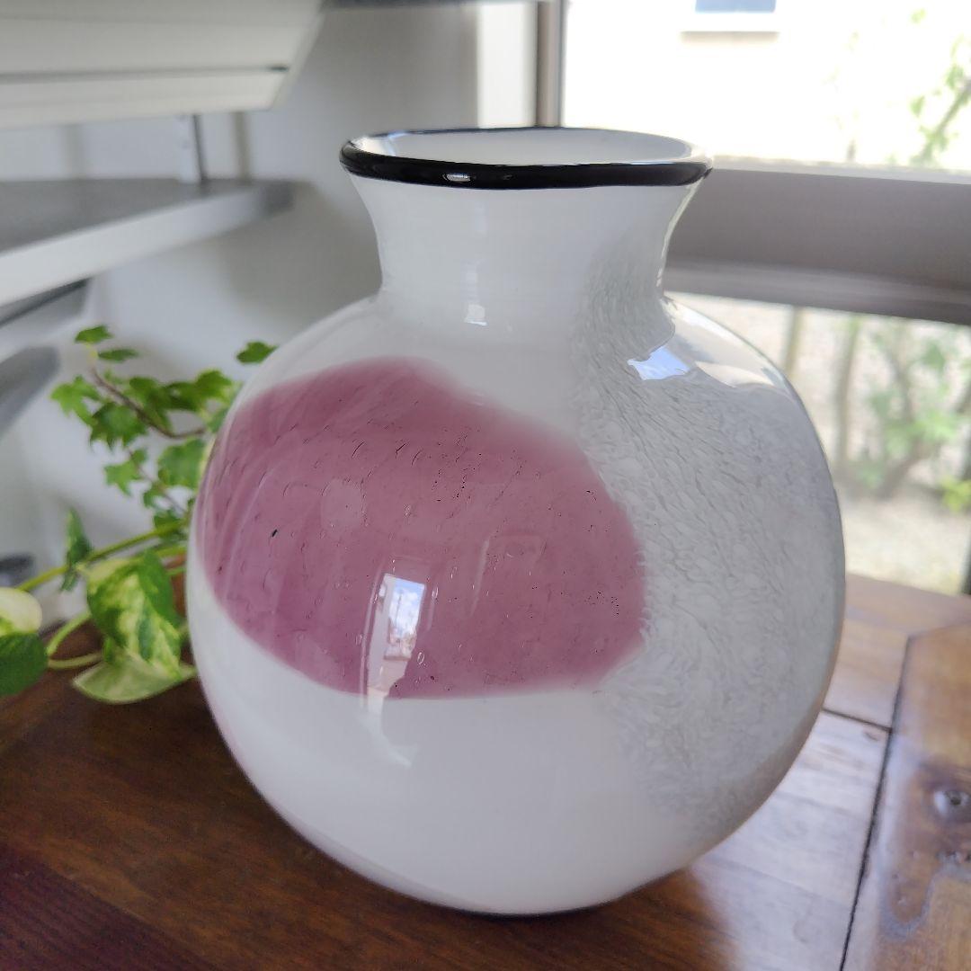 【海外骨董品】美品！アンティークベネチアングラス murano 桜フラワーベース