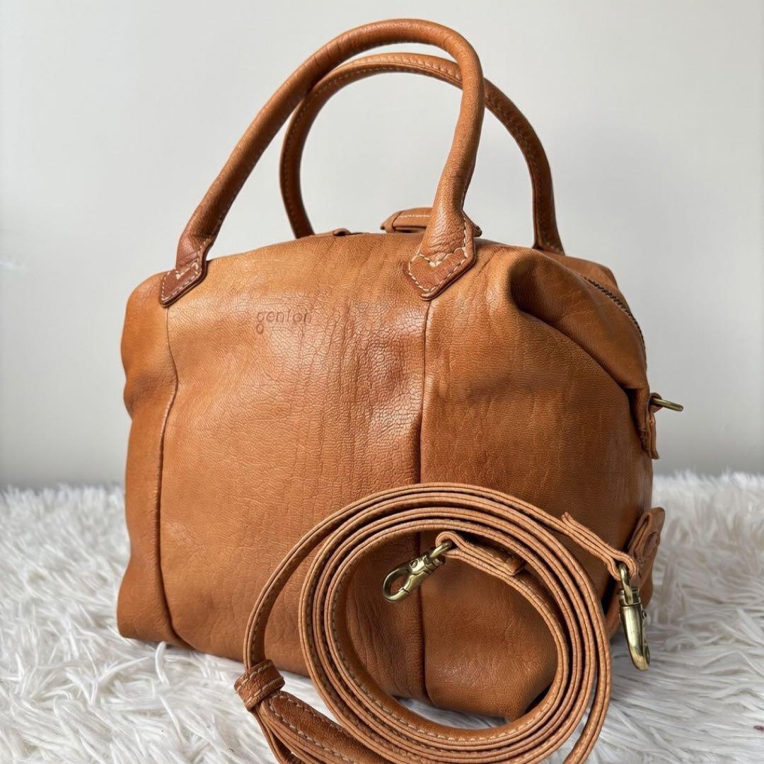 ✨️美品 genten 2WAY ショルダーバッグ ヌメ革 斜めがけ レザー