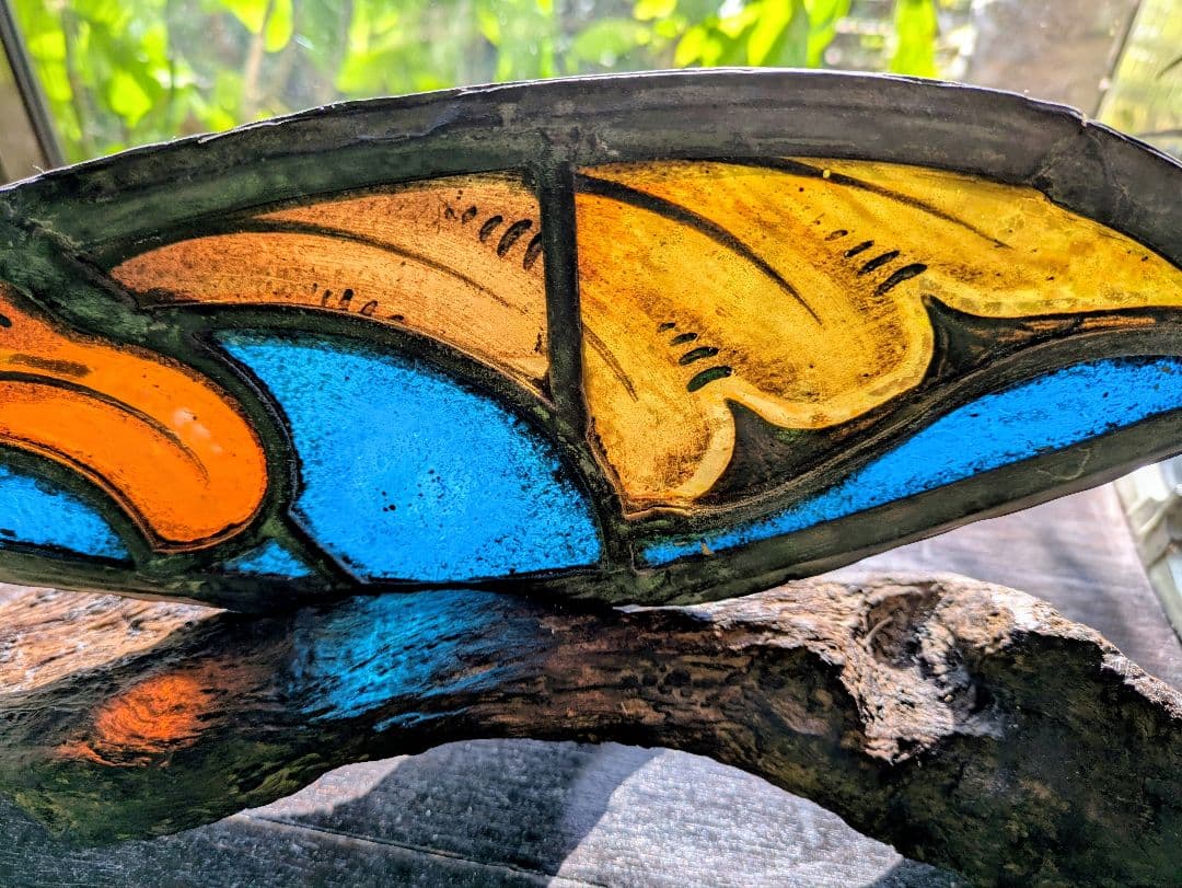 芸術品！天使 の羽 イタリア アンティークステンドグラス 流木アート クリスマス