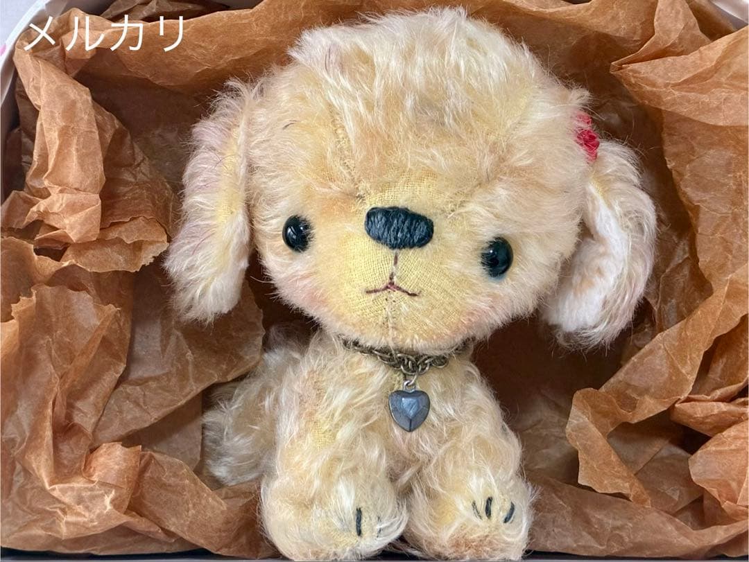 ハンドメイド　テディベア　作家　アーティストベア　イヌ　ワンコ
