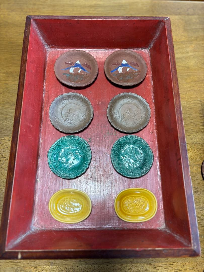 珉平焼 せんべい皿 緑釉 豆皿 淡路焼　民平焼 伊賀焼　古備前　セット