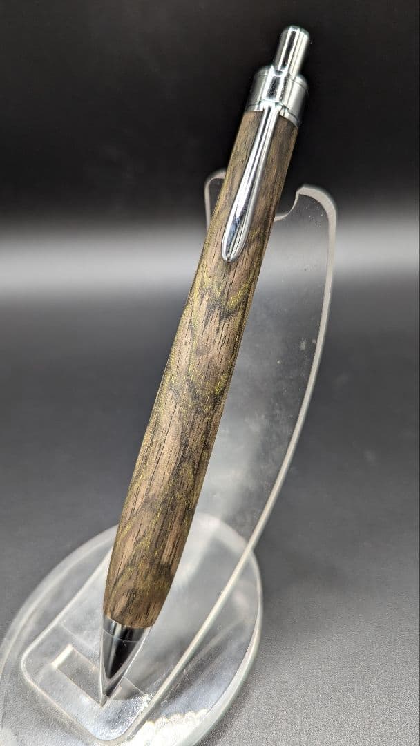 356ペン工房翌檜　特上　黒柿　緑孔雀杢　木軸シャーペン　ボールペン