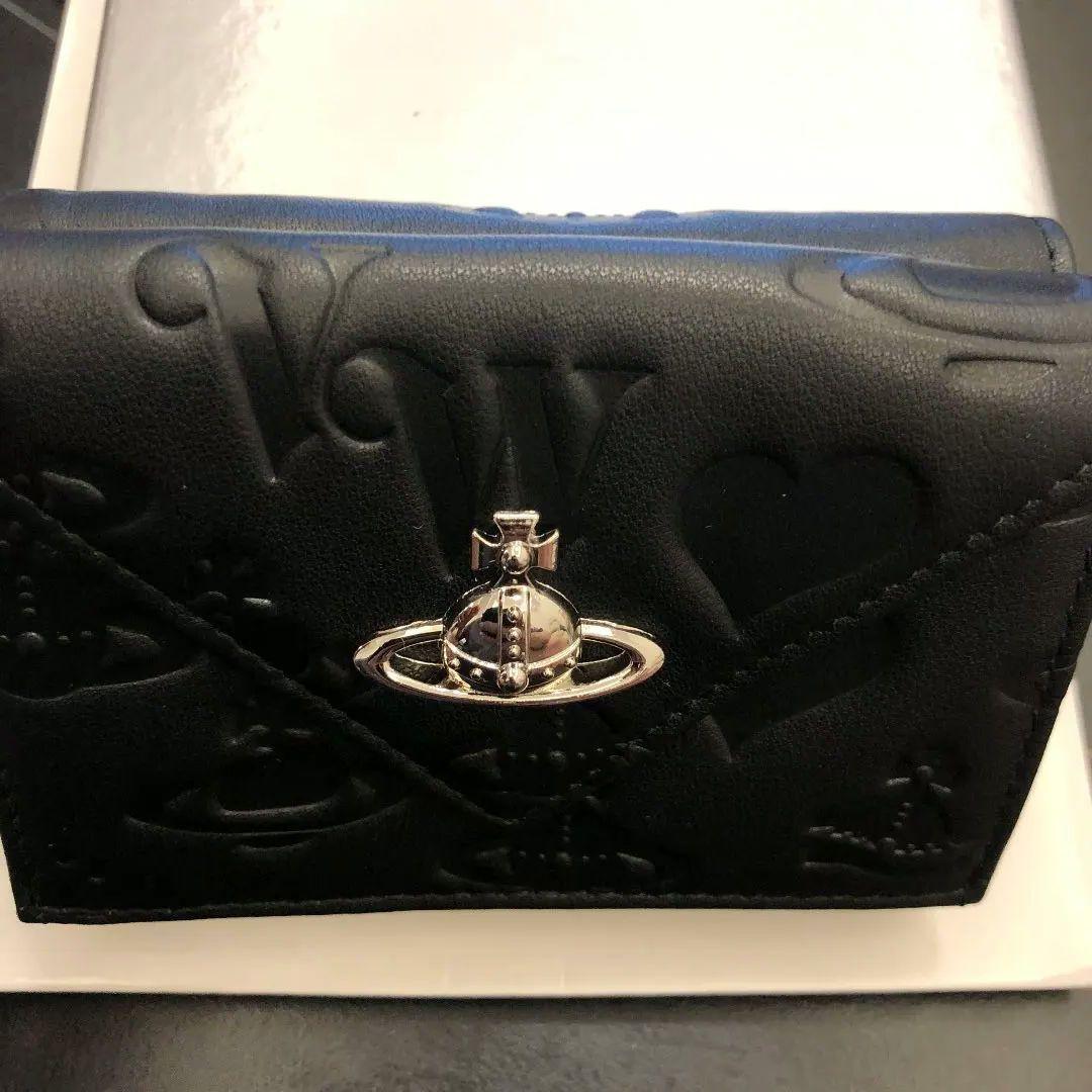 Vivienne Westwoodブラックレザー三つ折り財布