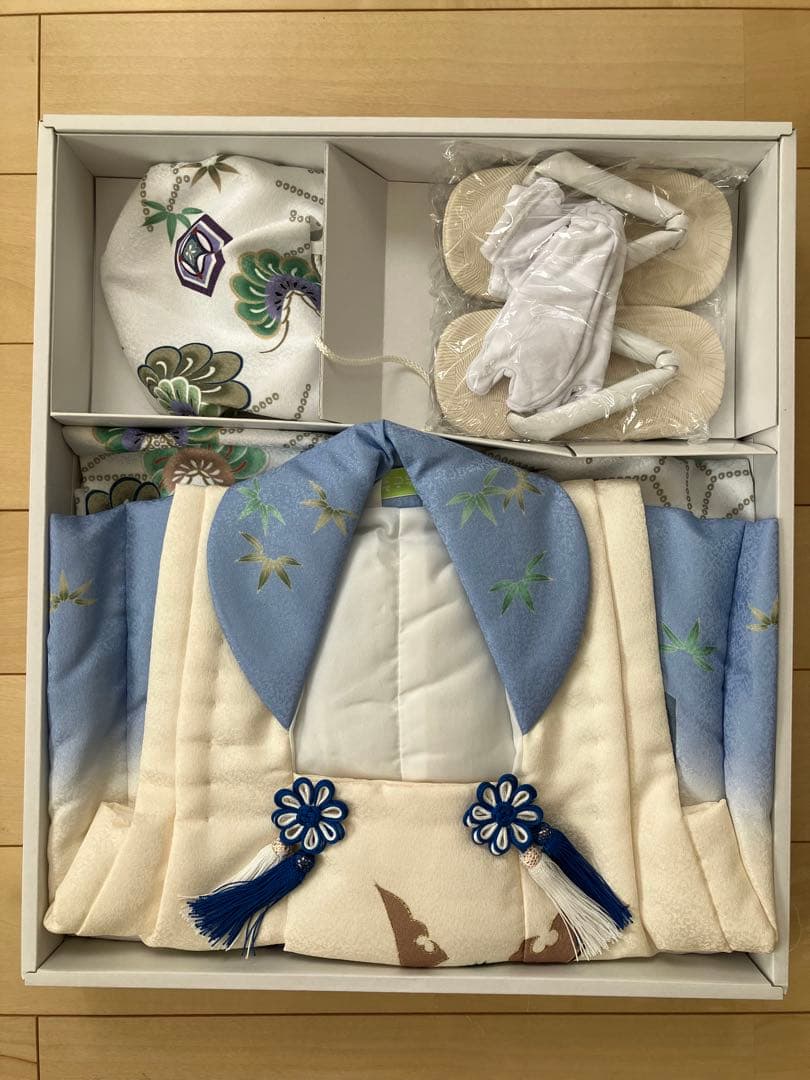 七五三　着物　3歳　男の子用　フルセット　花うさぎ　着物と被服コートセット