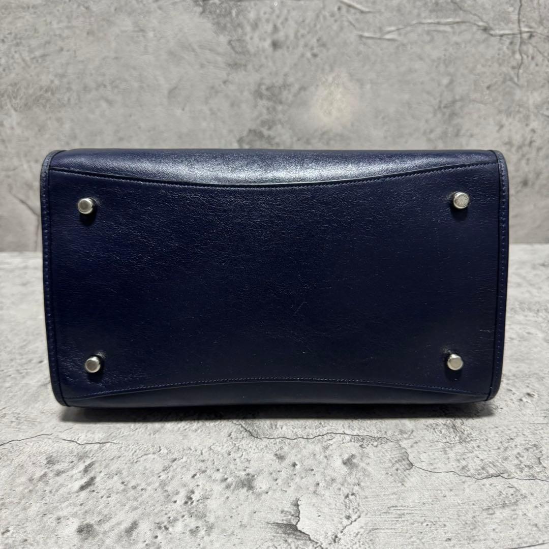 極美品✨️希少 コーチ ハンドバッグ キャリーオール ターンロック 本革 花 紺