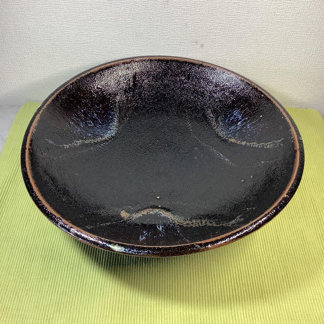 値下げ　出西窯(しゅっさい) 黒釉　大皿　29.5cm