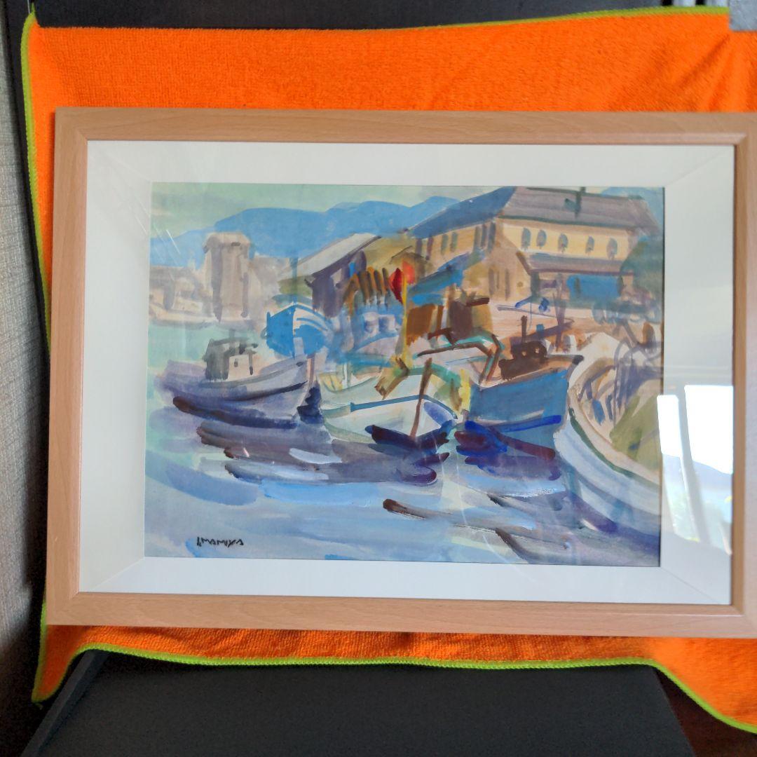 水彩画(漁港)№58